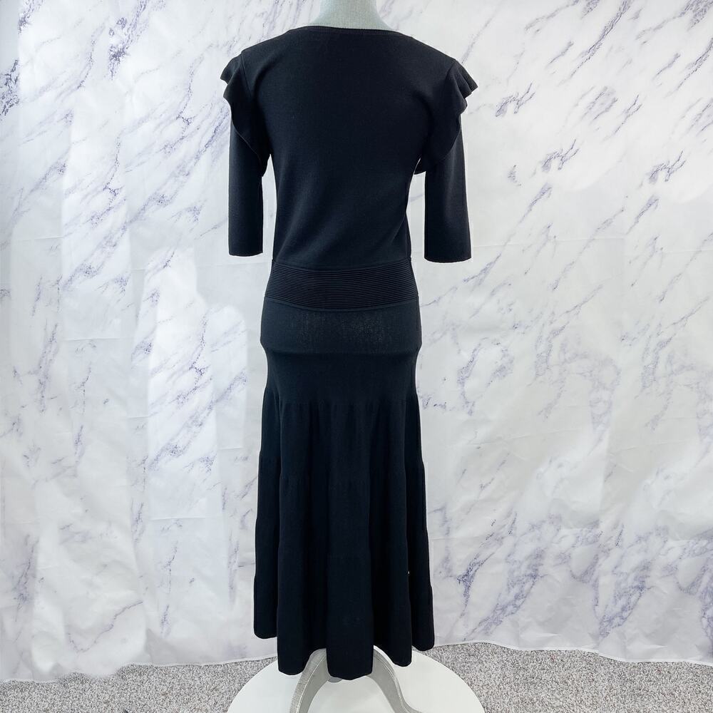 Agnona | Black Wool Knit Maxi Dress | Sz IT 44 / US 8 - Picture 4 of 9